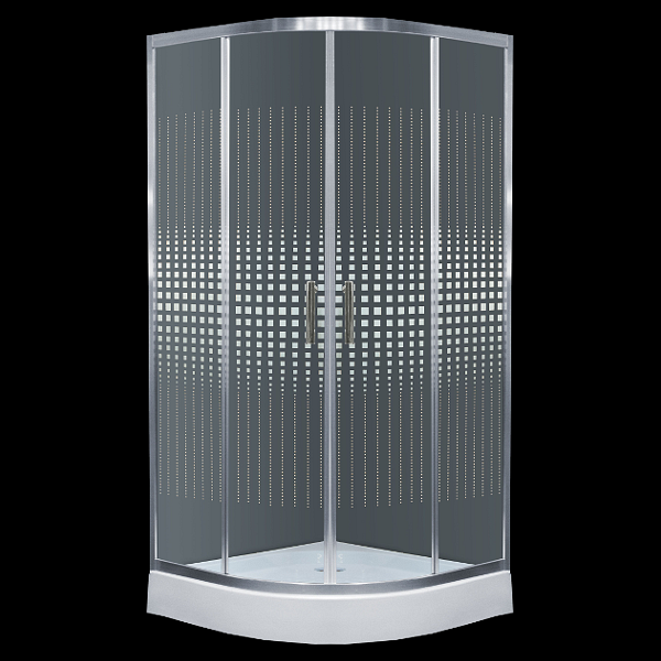 Zuhanykabin kockás üveggel, króm 90x90x185